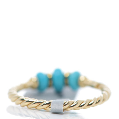 David Yurman 18K Yellow Gold Turquoise Rio Rondelle Ring 54 7 3 of 5
