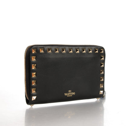 Valentino Garavani Calfskin Medium Rockstud Zip Around Wallet Black 3 of 8