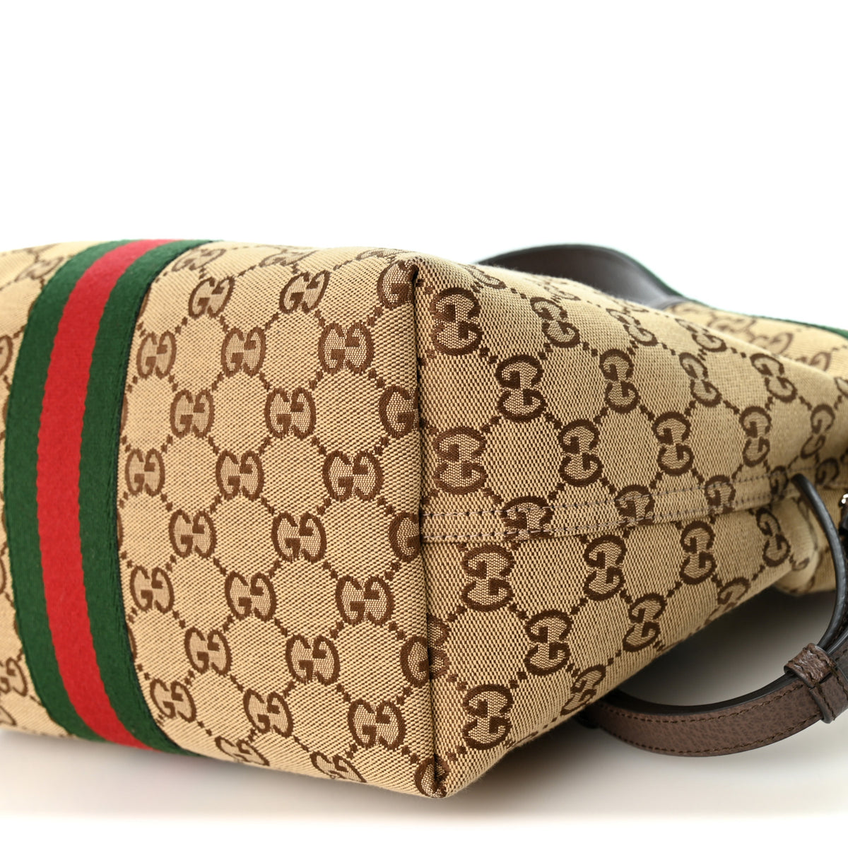 Gucci Monogram Web Small Giglio Tote Beige Dark Brown 10 of 10