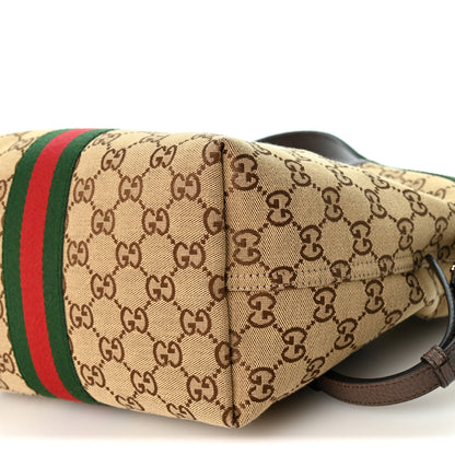 Gucci Monogram Web Small Giglio Tote Beige Dark Brown 10 of 10
