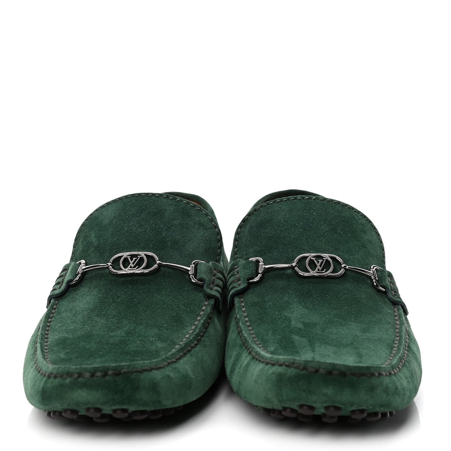 Suede Calfskin Mens LV Porto Vecchio Moccasin Loafers 7.5 Green