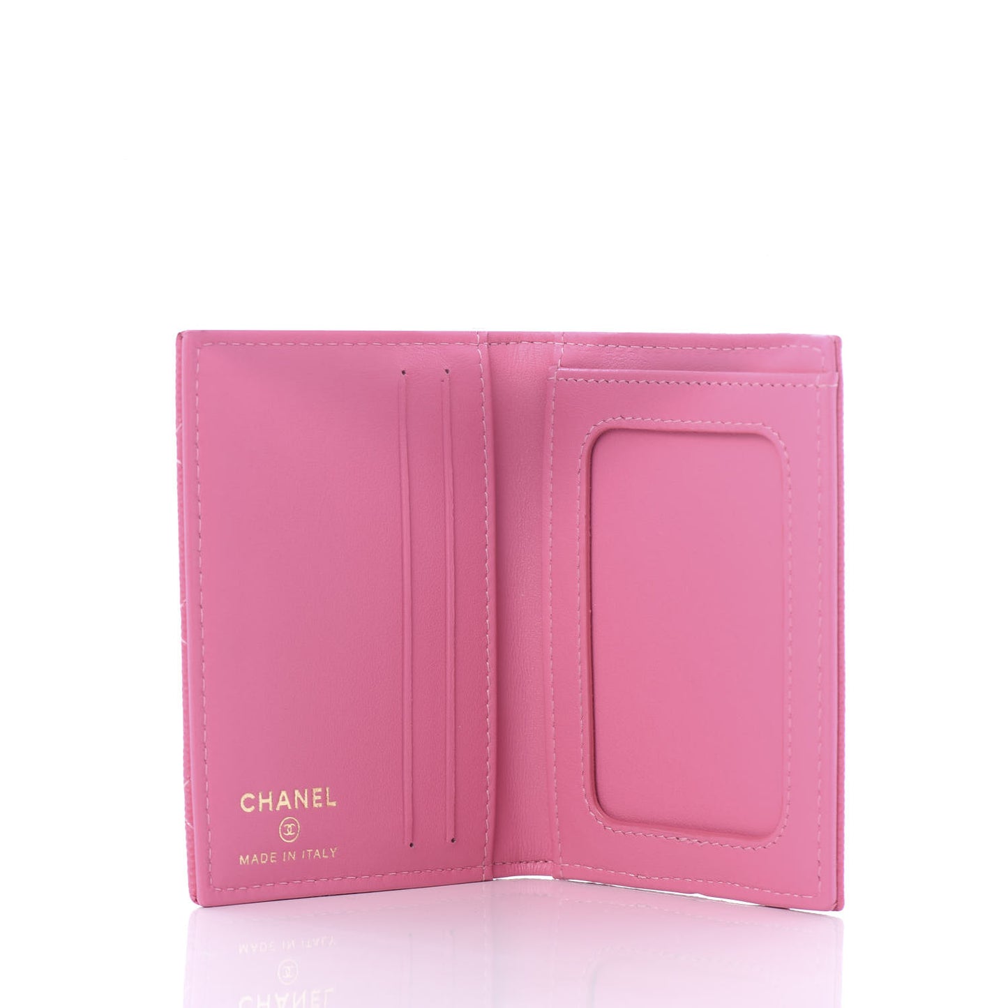 Caviar Quilted Card Holder Wallet Pink