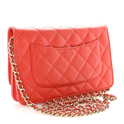 Chanel Caviar Quilted Wallet on Chain WOC Red 3 of 11