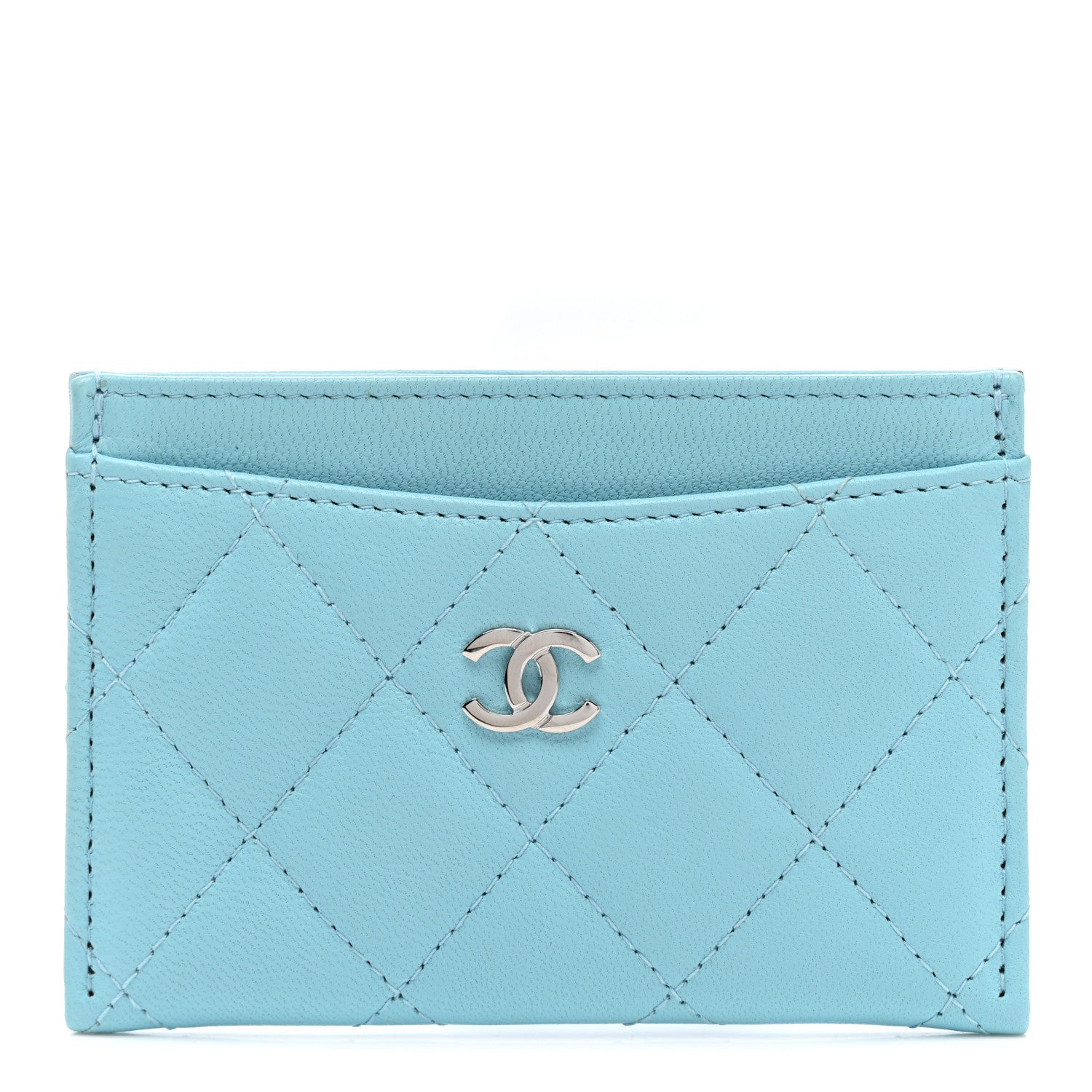 Chanel Lambskin Quilted Card Holder Light Blue 1 of 8