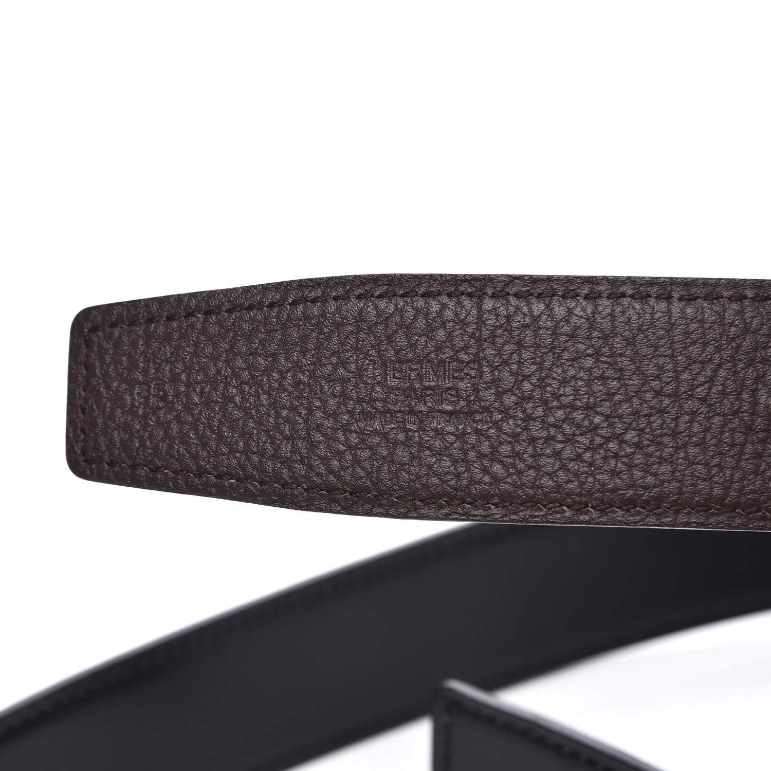 Hermes Box Togo 32mm Belt Strap 85 Black Chocolate 5 of 6