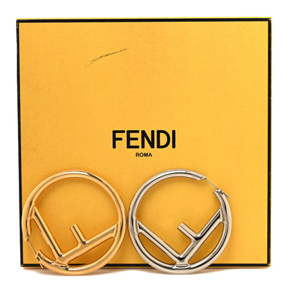 Fendi Metal FF Hoop Earrings Gold Silver 5 of 5