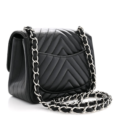 Chanel Lambskin Chevron Quilted Mini Square Flap Black 3 of 11