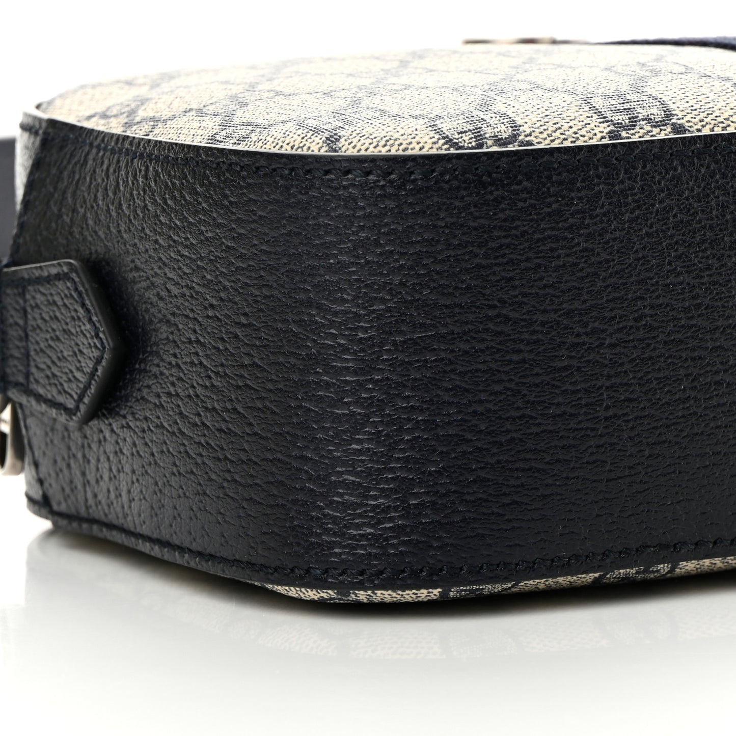 GG Supreme Monogram Textured Dollar Calfskin Web Small Ophidia Camera Bag Beige Blue