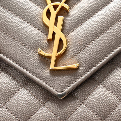 Saint Laurent Grain De Poudre Textured Mixed Matelasse Triquilt Medium Monogram Satchel Greyish Brown 10 of 10