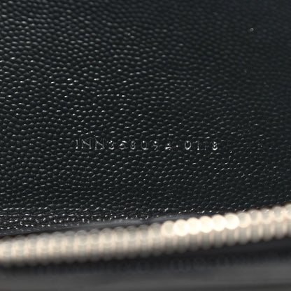 Saint Laurent Grain De Poudre Matelasse Chevron Monogram Zip Around Wallet Black 7 of 10