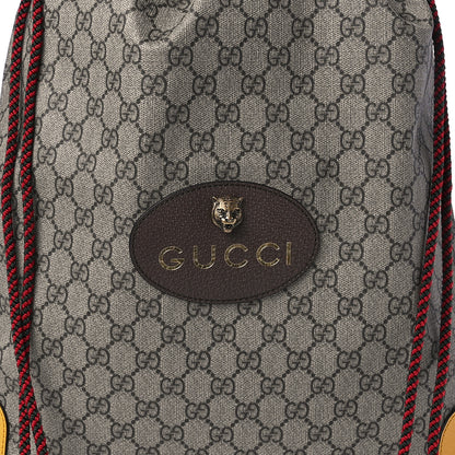 Gucci GG Supreme Monogram Neo Vintage Drawstring Backpack Beige New Acero Crop 10 of 11