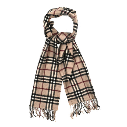 Burberry Cashmere Check Fringe Scarf Archive Beige 1 of 5