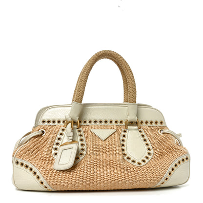Prada Paglia Cinghiale Eyelet Frame Bag Naturale White 1 of 9