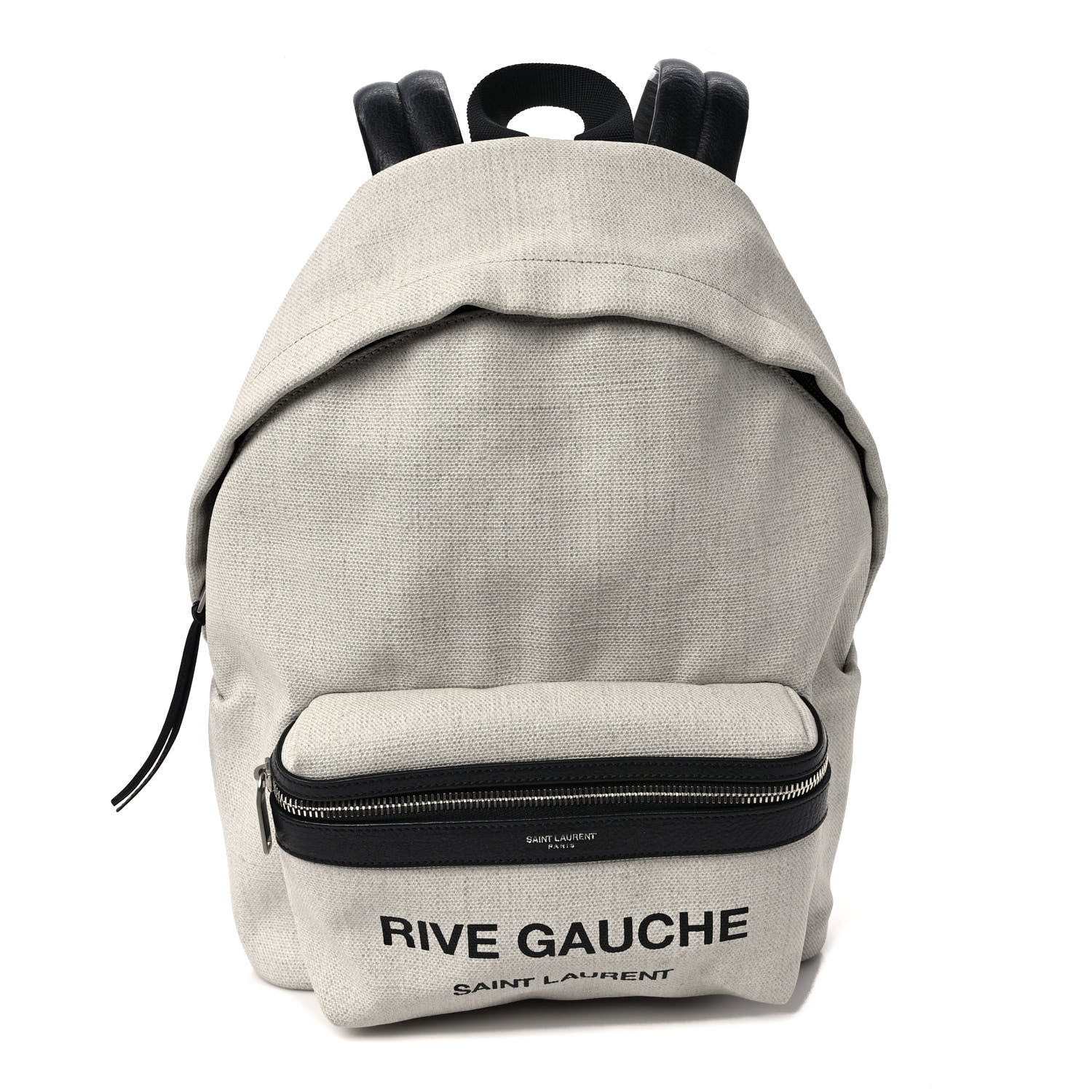 Saint Laurent Canvas Rive Gauche City Backpack White Black 1 of 8