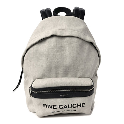 Saint Laurent Canvas Rive Gauche City Backpack White Black 1 of 8