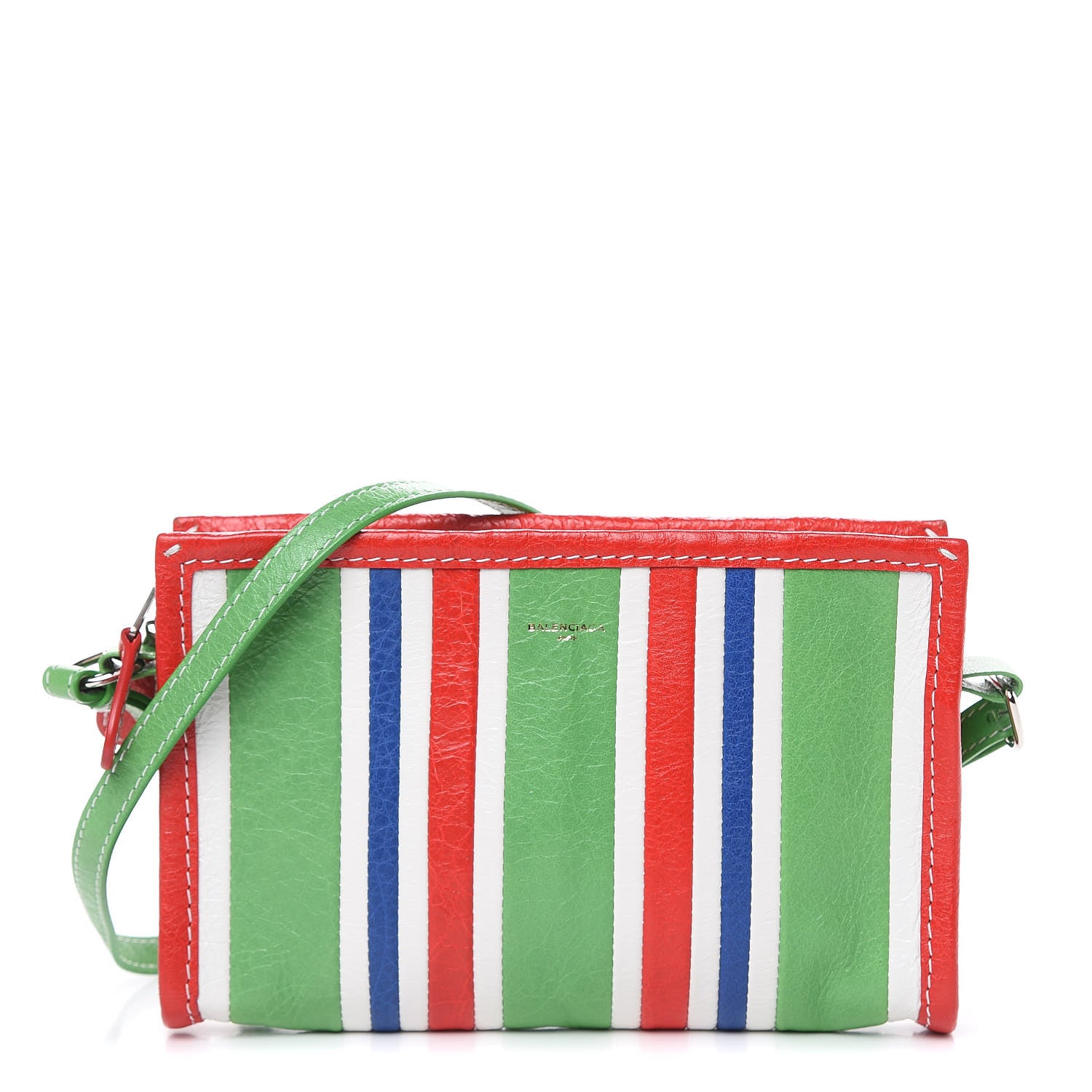 Balenciaga Veau Arena Multicolore Bazar Strap Clutch Green Blue Red White 1 of 9