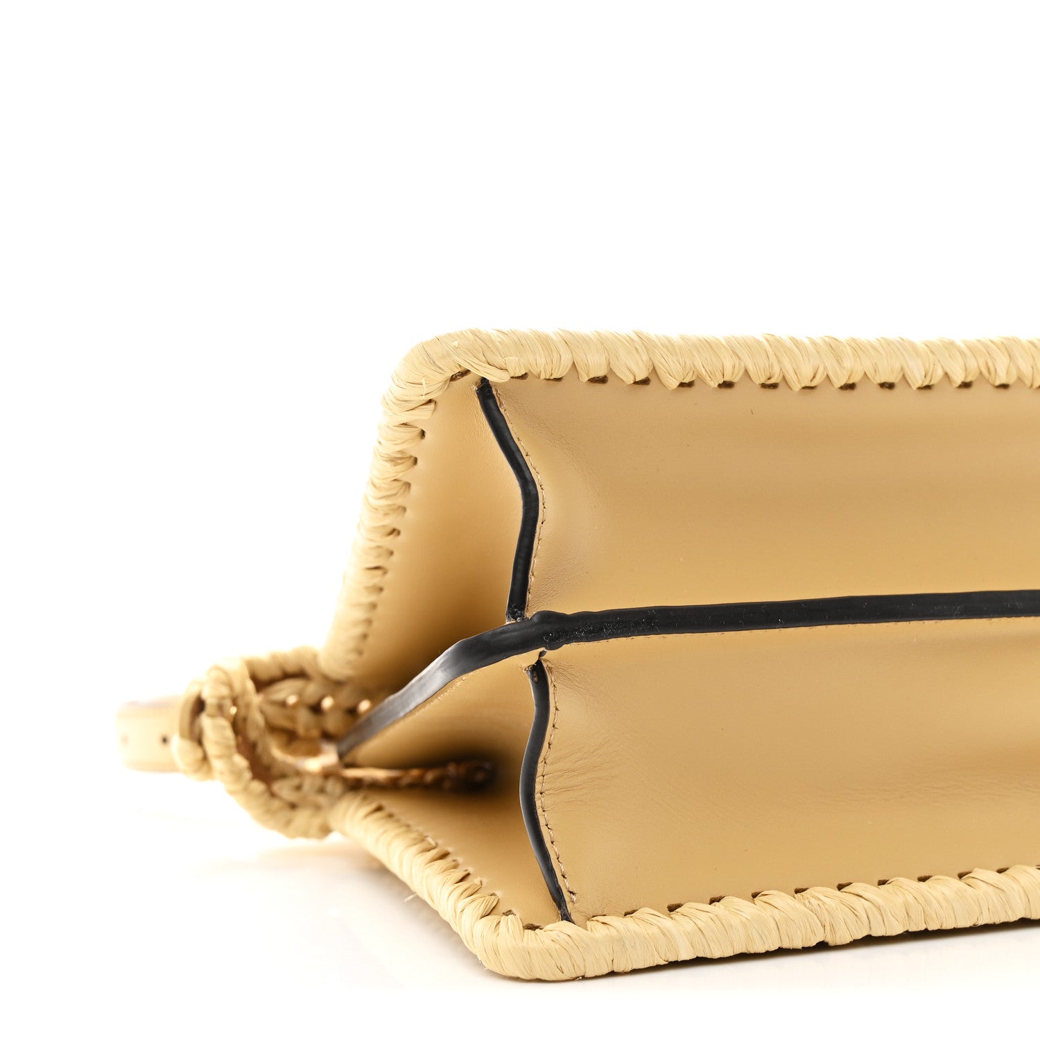 Fendi Raffia Embroidered Vitello King Shiny Nappa Intreccio Small Peekaboo I SEE U Satchel Sahara 10 of 12