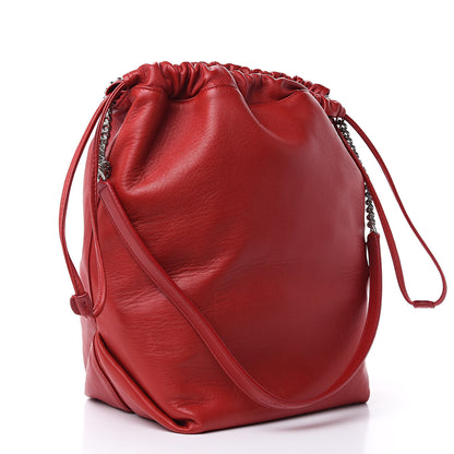 Saint Laurent Lambskin Teddy Drawstring Bag Eros Red 4 of 10