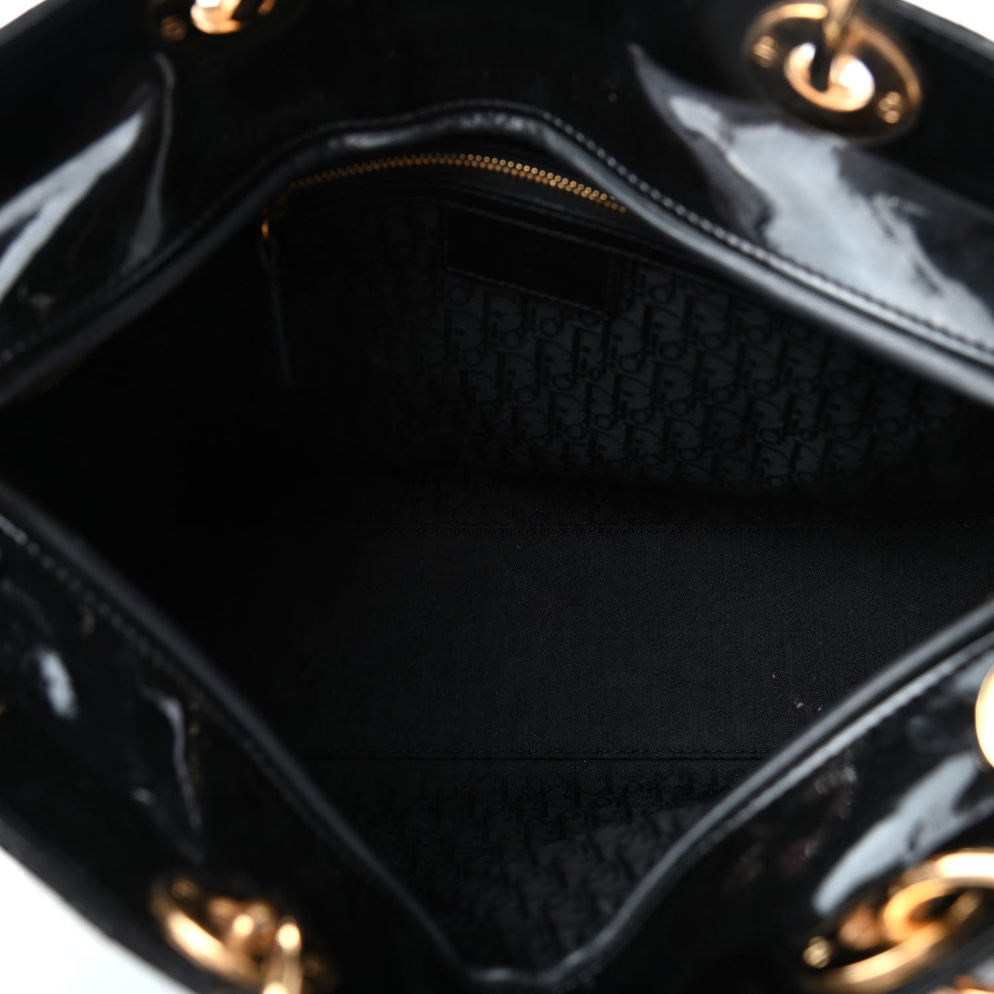 Patent Cannage Large Lady Dior Black