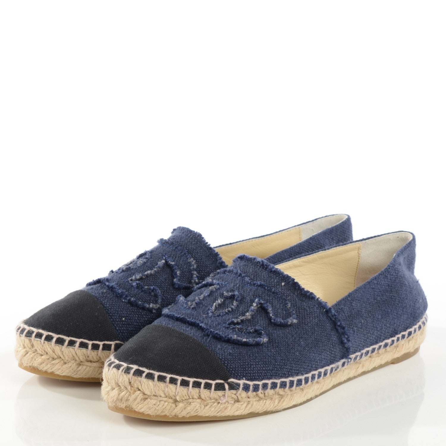 Chanel Toile CC Espadrilles 39 Blue Black 3 of 7