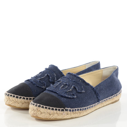 Chanel Toile CC Espadrilles 39 Blue Black 3 of 7