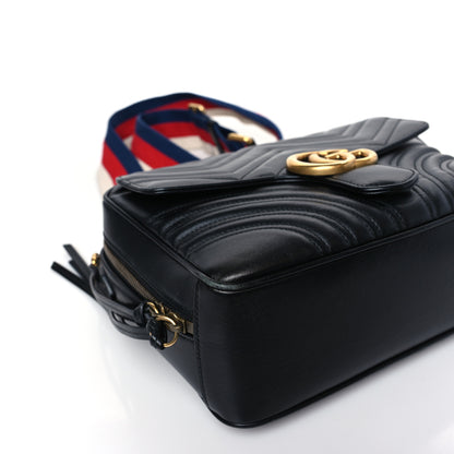 Gucci Calfskin Matelasse Sylvie Web Small GG Marmont Top Handle Shoulder Bag Black 8 of 9
