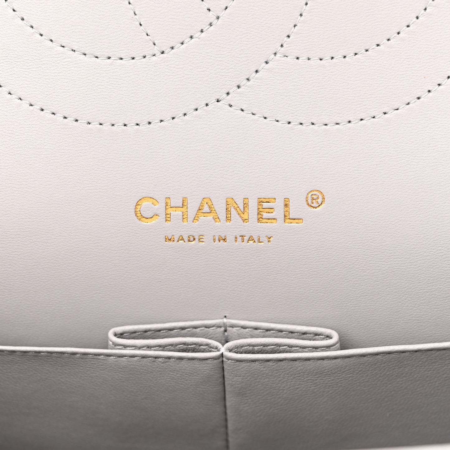 Caviar Quilted Jumbo Double Flap Light Grey