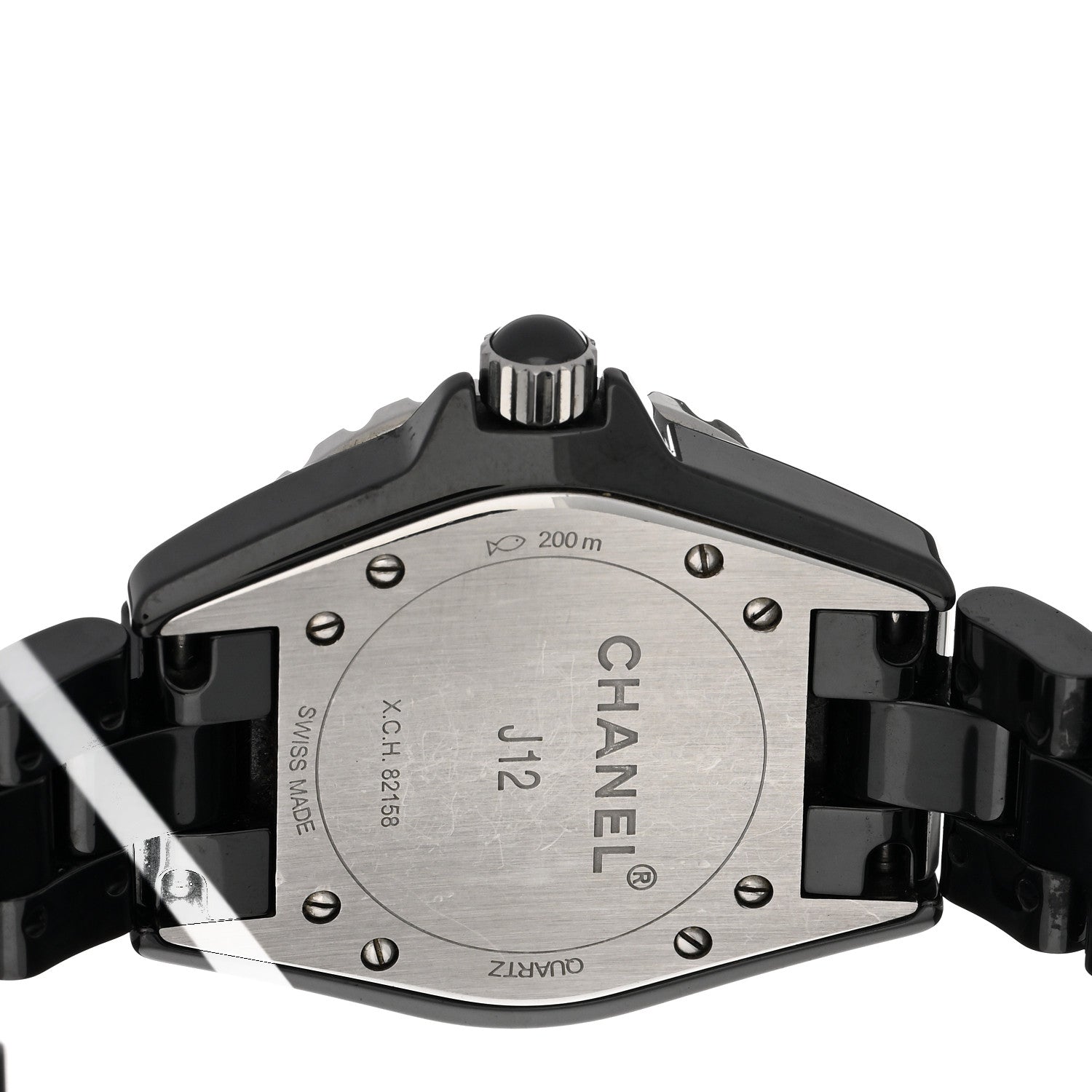 Chanel Stainless Steel Ceramic Diamond 33mm J12 Quartz Watch Black 4 of 4