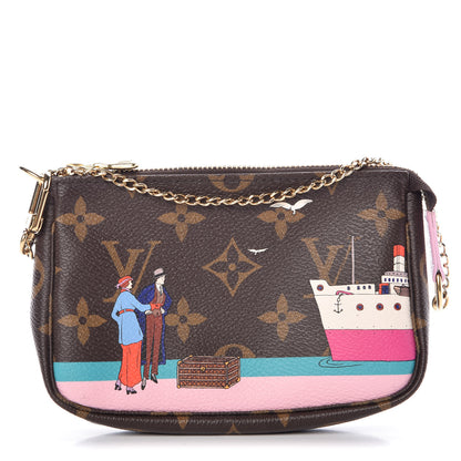 Louis Vuitton Monogram 2016 Christmas Animation Mini Pochette Accessories Rose Ballerine 1 of 8