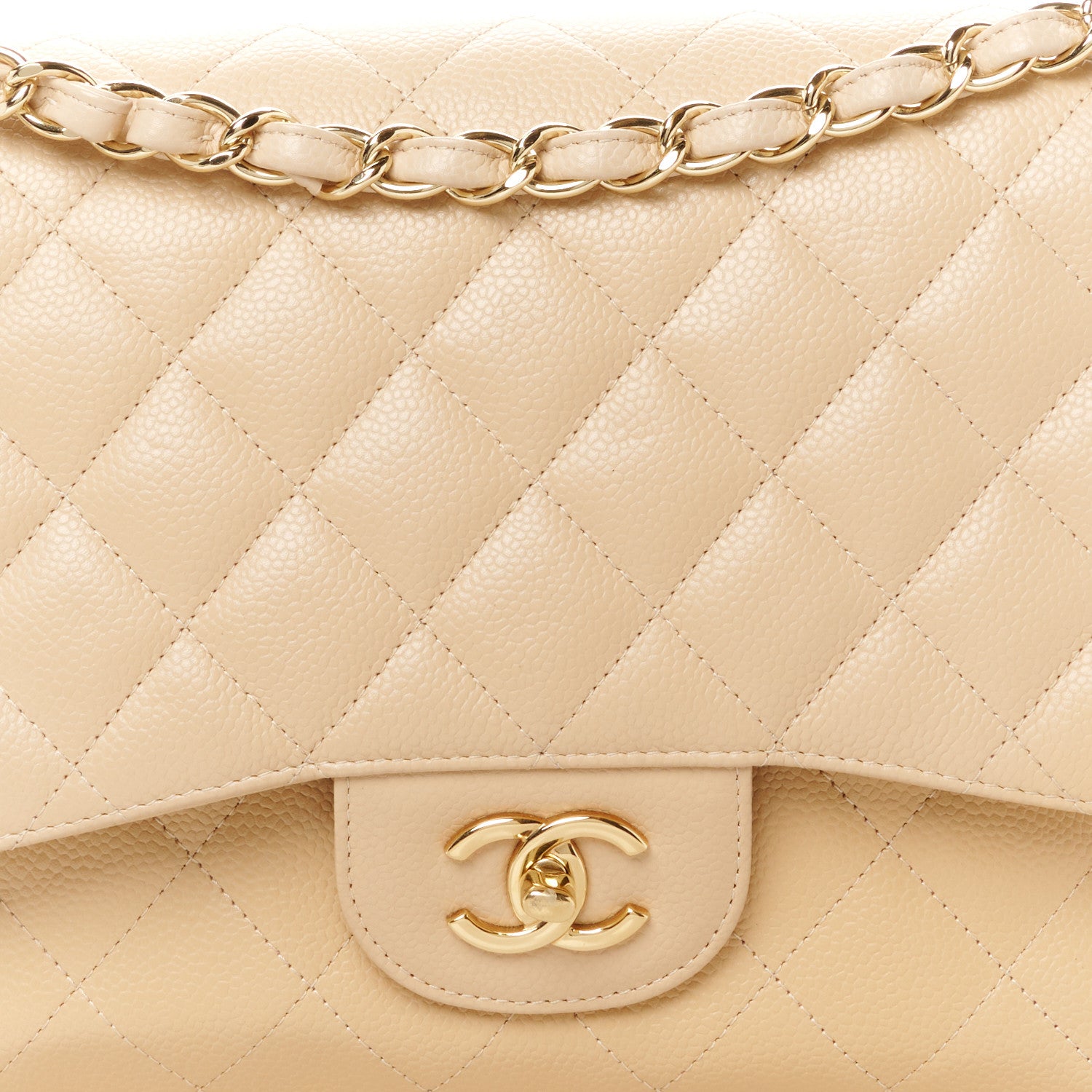 Chanel Caviar Quilted Jumbo Double Flap Beige 9 of 11