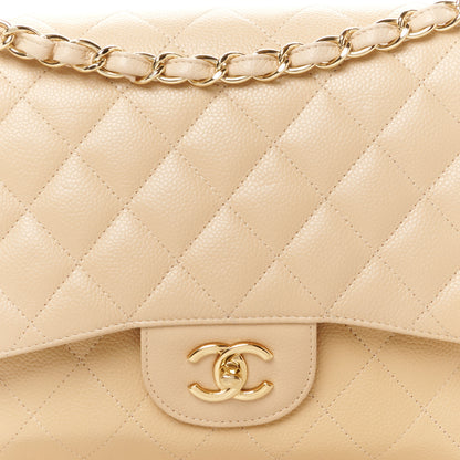 Chanel Caviar Quilted Jumbo Double Flap Beige 9 of 11