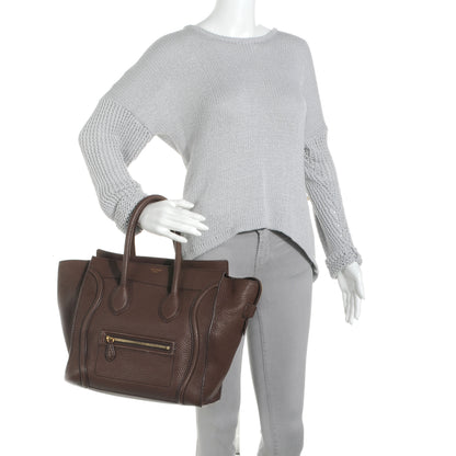 Celine Pebbled Leather Mini Luggage Bag Chocolate 2 of 7