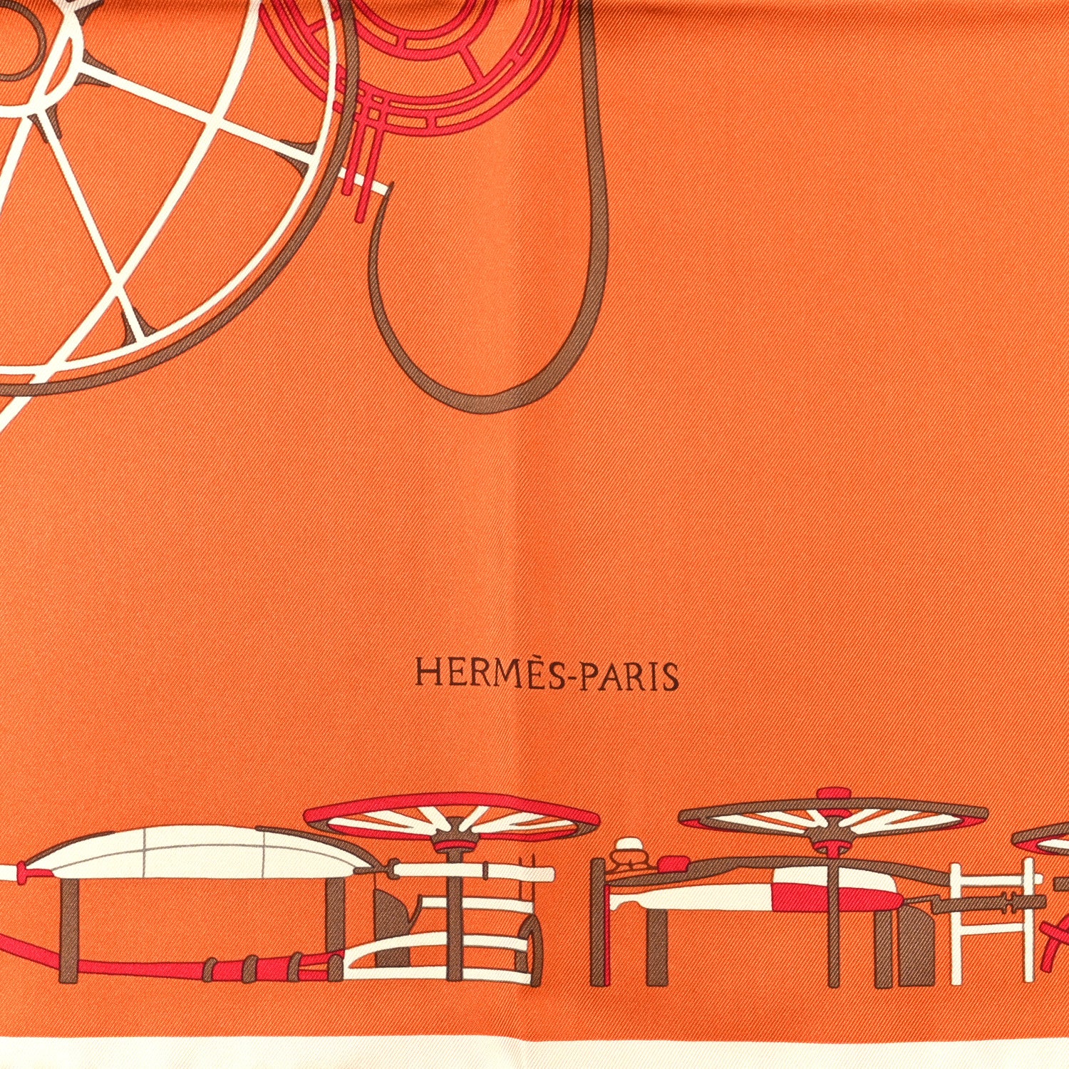 Hermes Silk Complication Equestre Scarf 90 Potiron White Caramel 2 of 4
