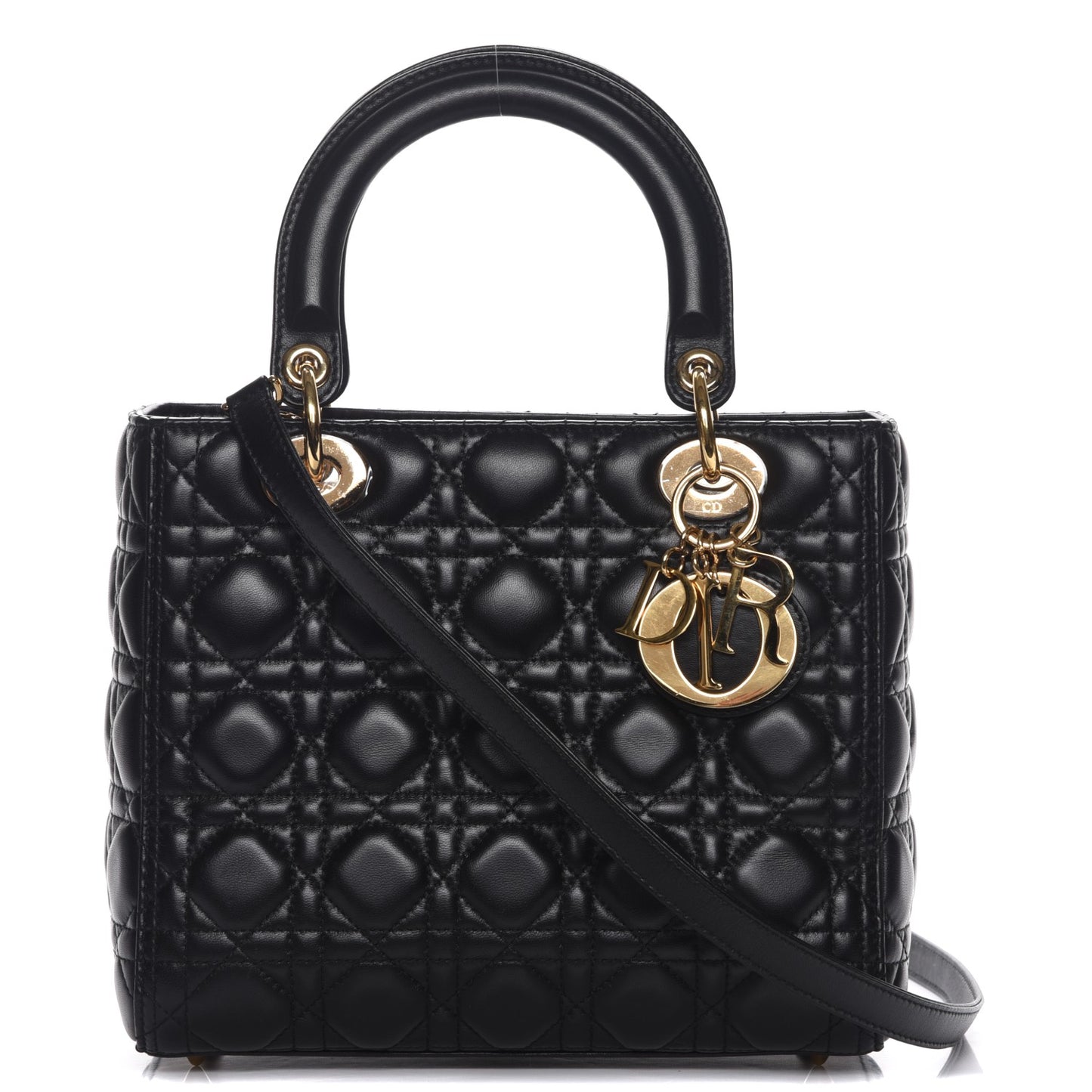 Lambskin Cannage Medium Lady Dior Black