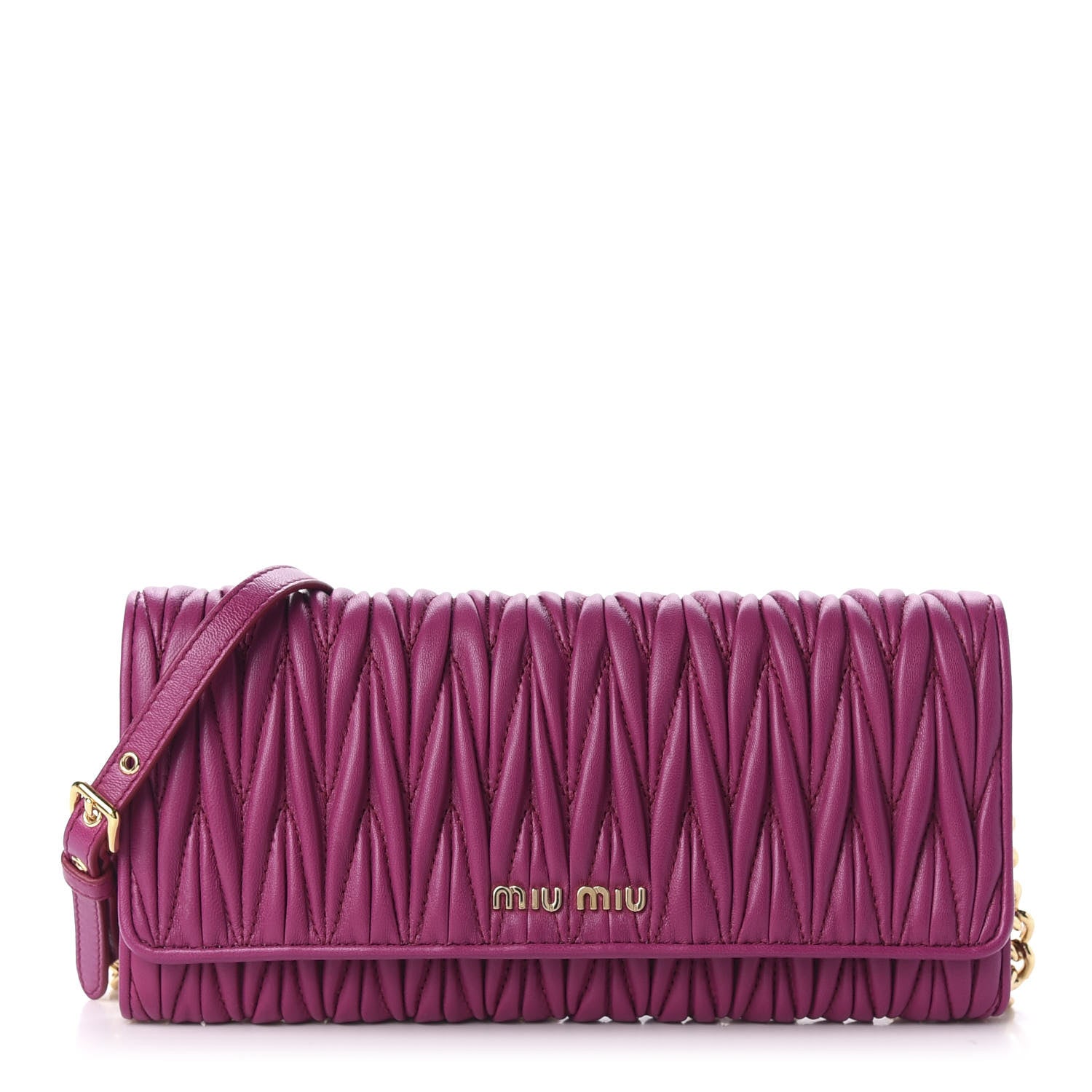 Miu Miu Nappa Matelasse Wallet On Chain Fuxia 1 of 9