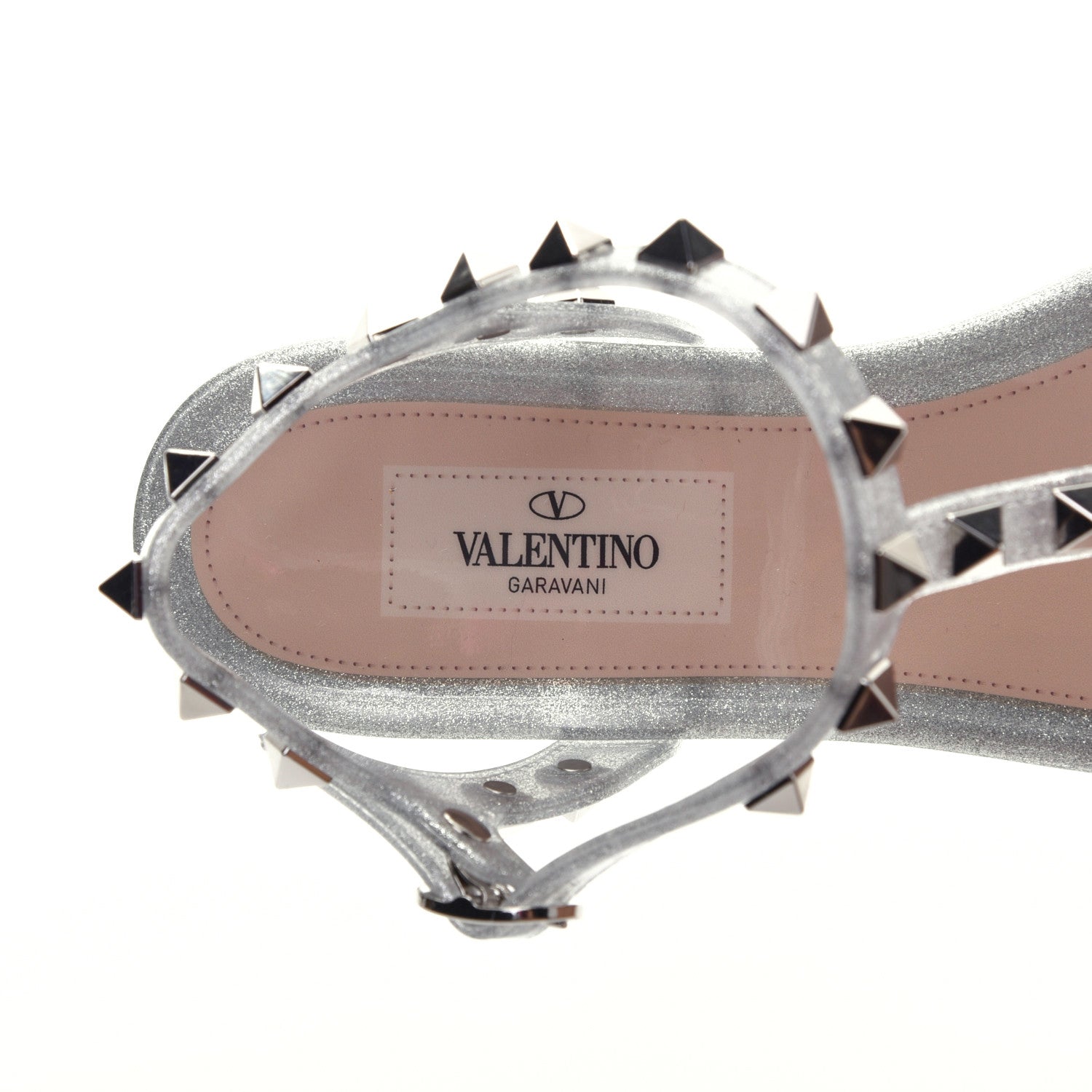 Valentino Garavani PVC Jelly Glitter Rockstud Caged Sandals 36 SIlver 7 of 8