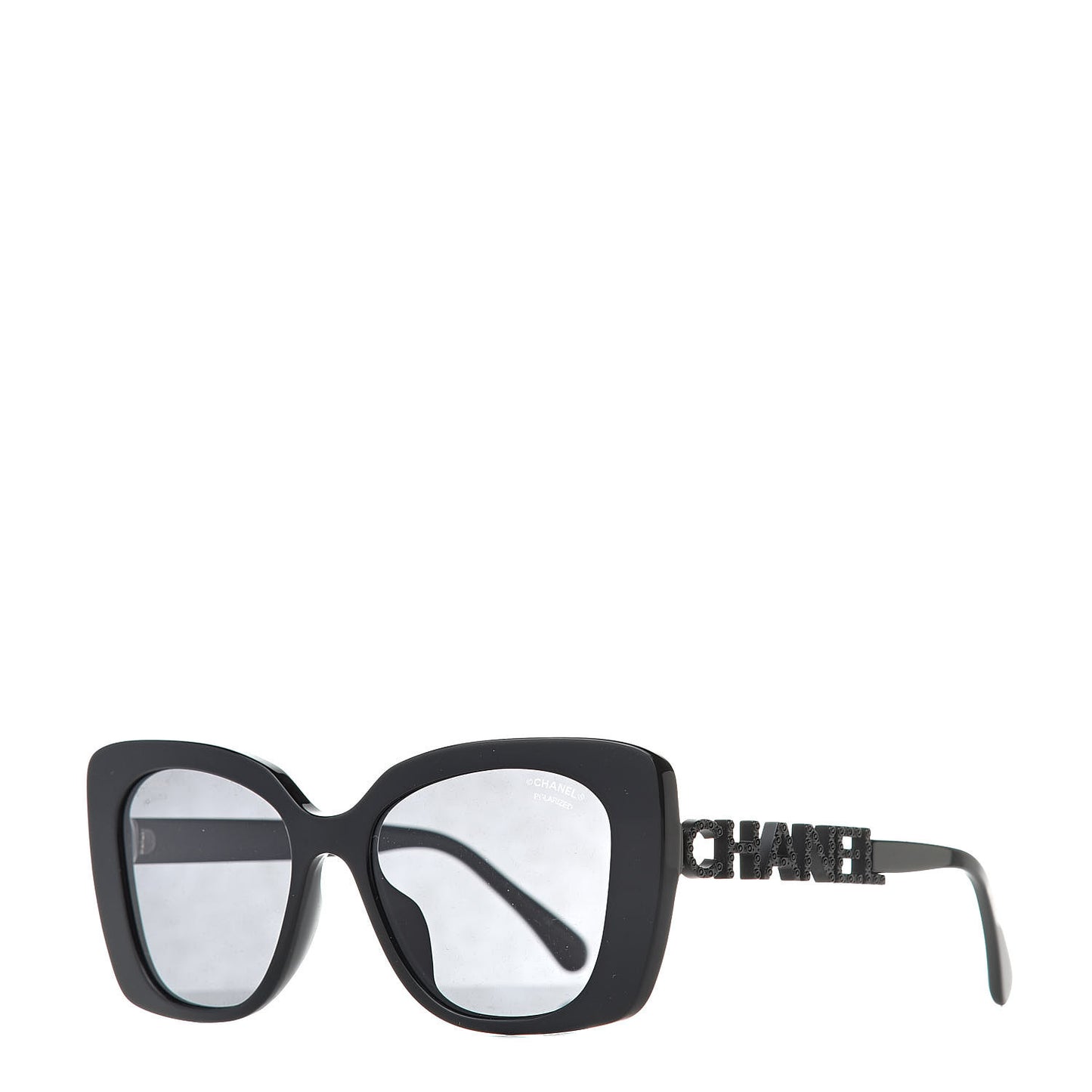 Acetate Strass Polarized Square Sunglasses 5422-B Black