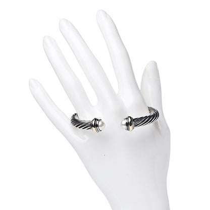David Yurman Sterling Silver 14K Yellow Gold Pearl 7mm Cable Classics Bracelet 2 of 4