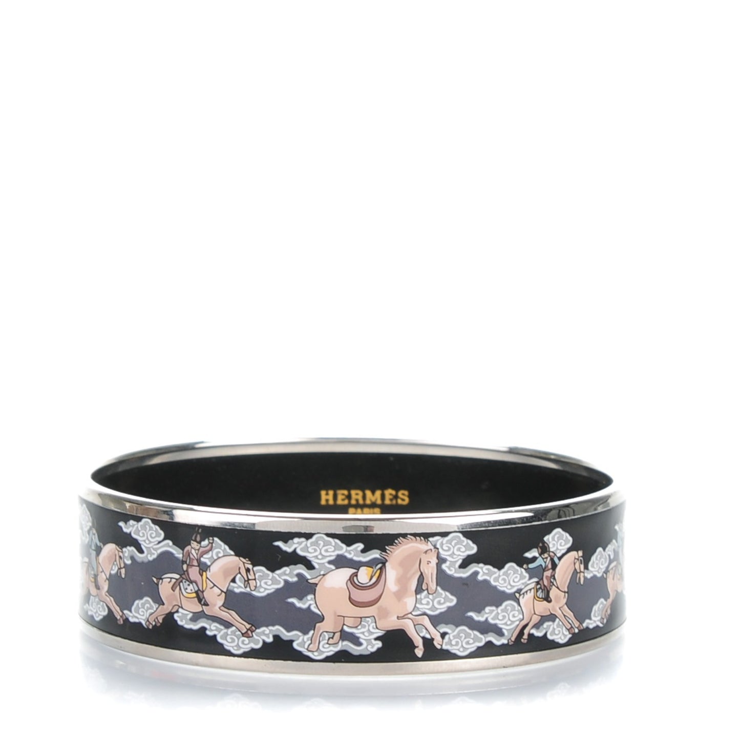 Enamel Printed Wide Galop Volant Bracelet 70 Black