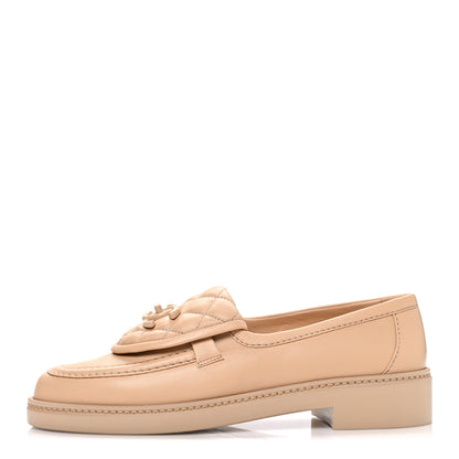Chanel Lambskin Quilted CC Turnlock Moccasins 37 Beige 1 of 11