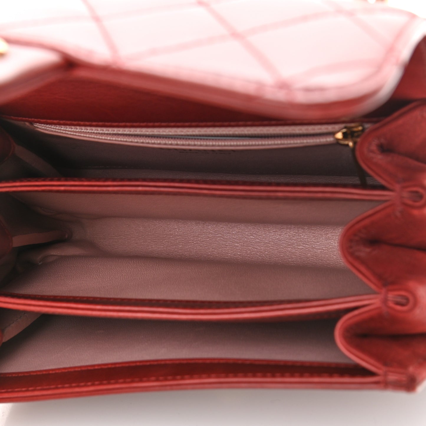 Iridescent Calfskin Quilted Small Straight Lined Flap Red