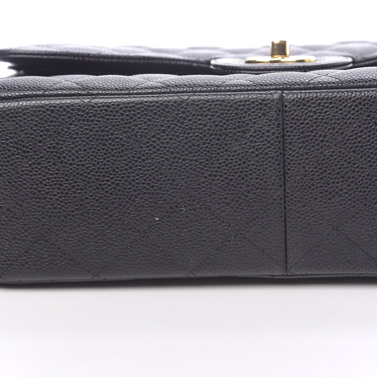 Caviar Quilted Jumbo Double Flap Black