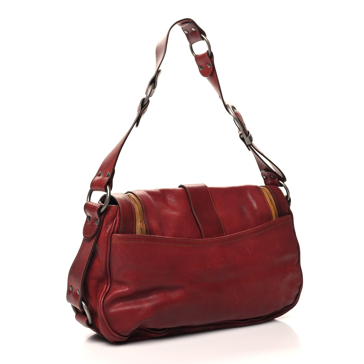 Christian Dior Calfskin Medium Gaucho Double Saddle Bag Red 3 of 13
