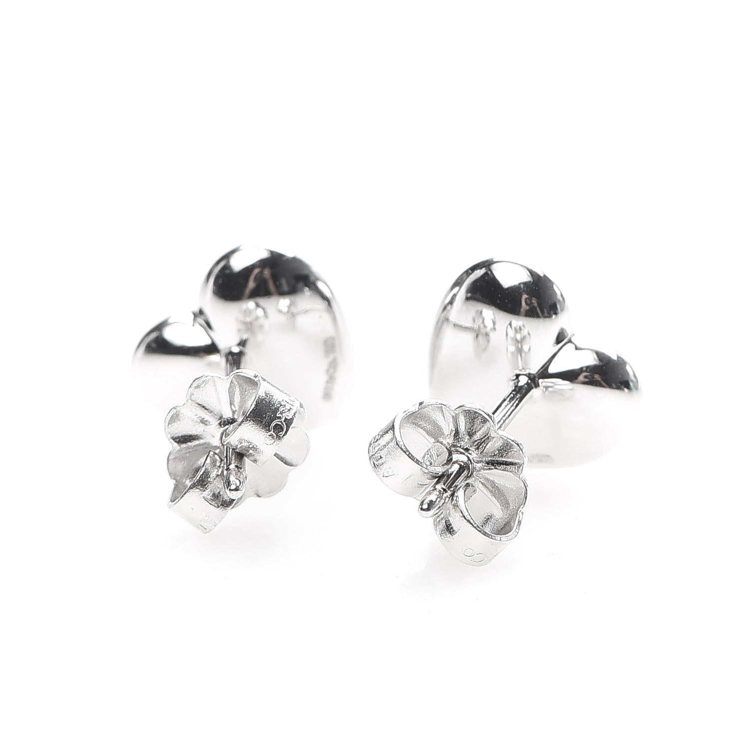 Tiffany 18K White Gold Diamond Heart Stud Earrings 3 of 5