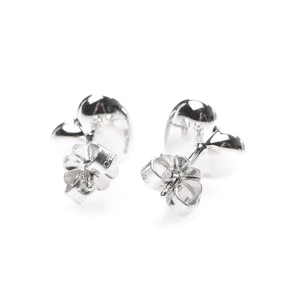Tiffany 18K White Gold Diamond Heart Stud Earrings 3 of 5