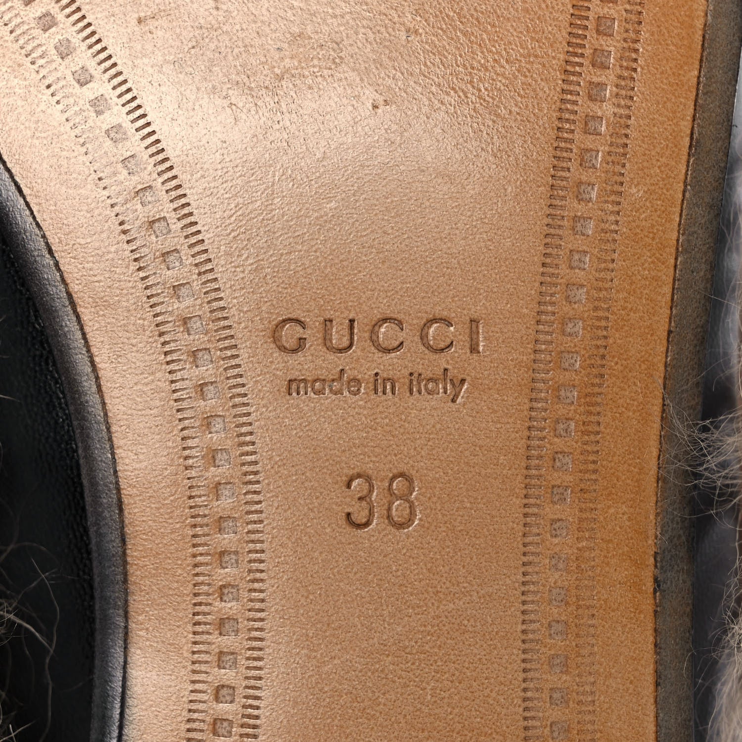 Gucci Malaga Kid Fur Womens Jordaan Loafers 38 Black Natural 6 of 8