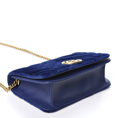 Gucci Velvet Matelasse GG Marmont Mini Bag Cobalt Blue 3 of 9
