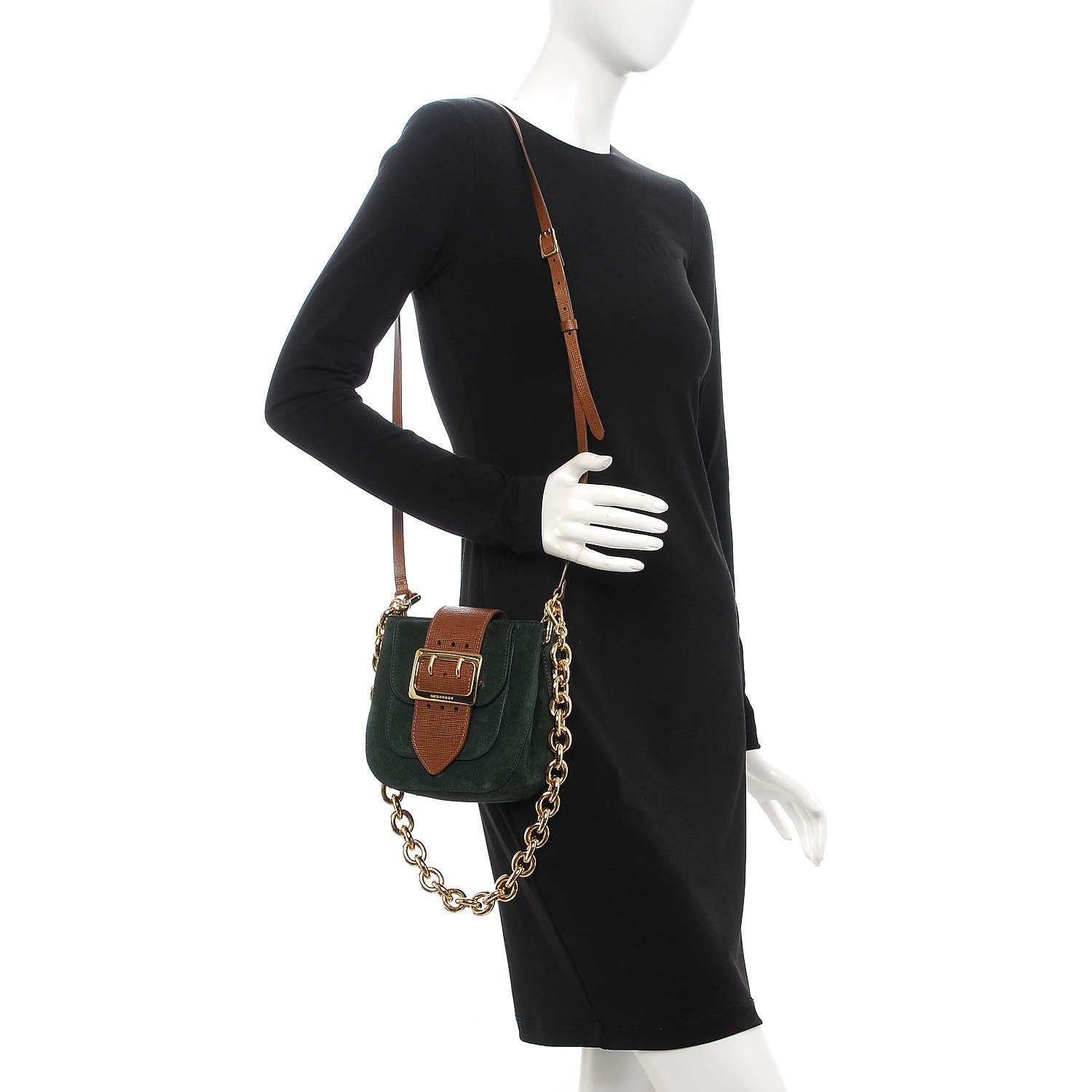 Burberry Suede Small Square Buckle Belt Bag Dark Forest Green 2 of 6