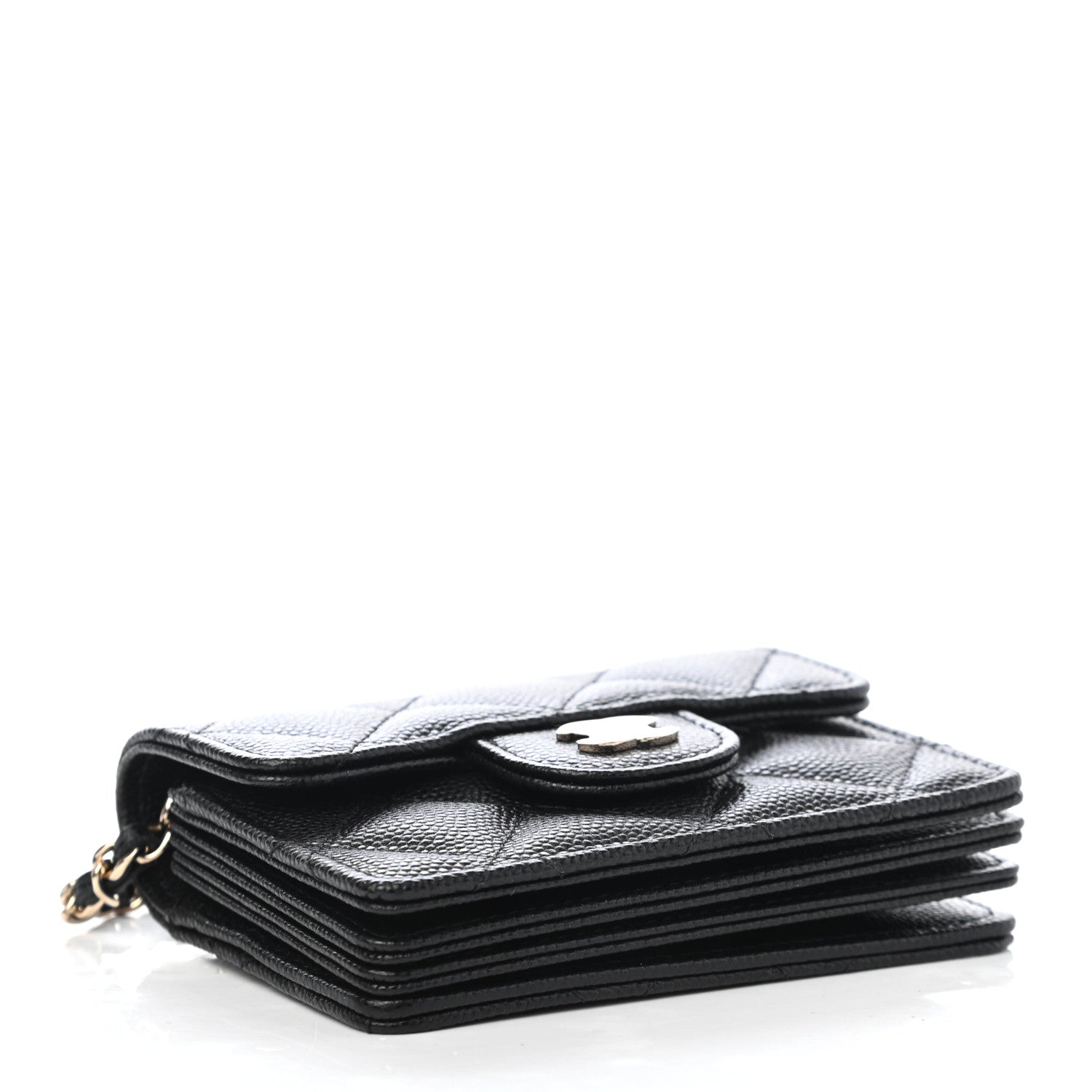 Chanel Caviar Quilted Flap Card Holder On Chain Black 3 of 4