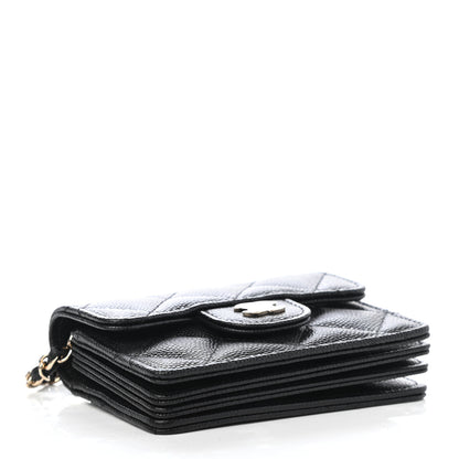 Chanel Caviar Quilted Flap Card Holder On Chain Black 3 of 4